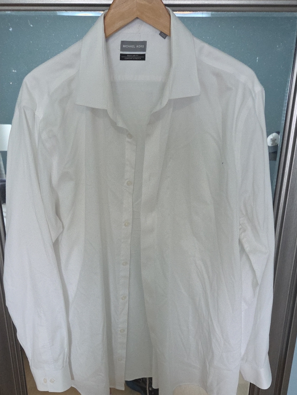 Michael Kors Men's White Long-Sleeve Dress Shirt